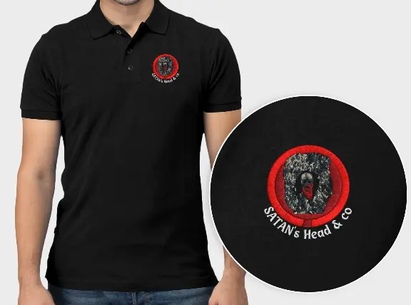 Satan's Head & co Polo T-shirt mockup 2.webp